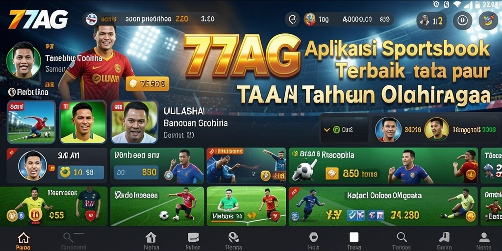 Tampilan utama 77AG menampilkan berbagai opsi taruhan olahraga.