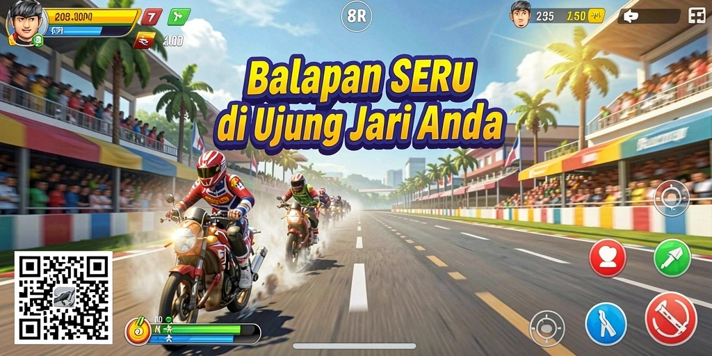 Tampilan luar biasa dari gameplay Racing 8QR dengan mobil yang melaju kencang.