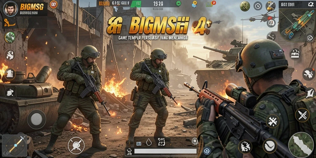 Tangkapan layar gameplay BIGMSG yang menampilkan aksi tembak-menembak yang seru.