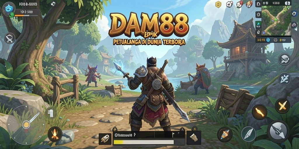 Screenshot menunjukkan pemain menjelajahi dunia luas dan dinamis dalam DAM88.