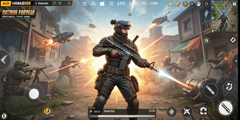 Screenshot gameplay seru HANABI88 dengan aksi Battle Royale penuh tantangan.