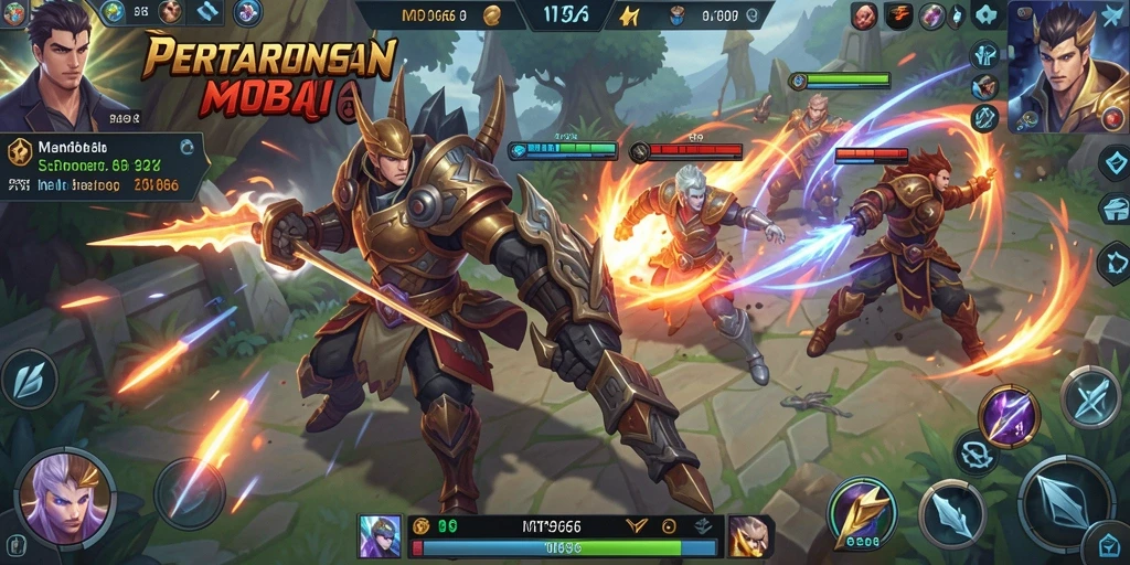 Tangkapan layar MT966 menampilkan pertarungan MOBA yang mendebarkan.