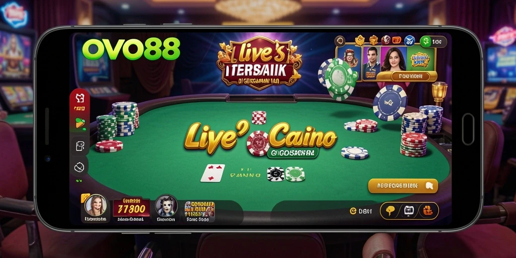 Screenshot OVO88 menampilkan dealer langsung dan gameplay mendebarkan.