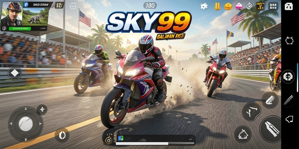 Gameplay seru balapan motor di <strong>SKY99</strong> dengan trek menantang.