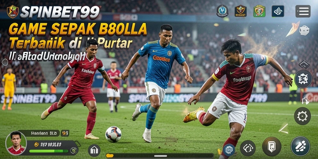 Tampilan gameplay seru di SPINBET99 dengan aksi sepak bola yang mendebarkan.